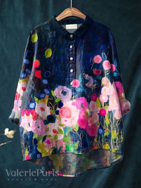 Ilse™ |  Bluse aus Baumwolle und Leinen mit Blumenmuster