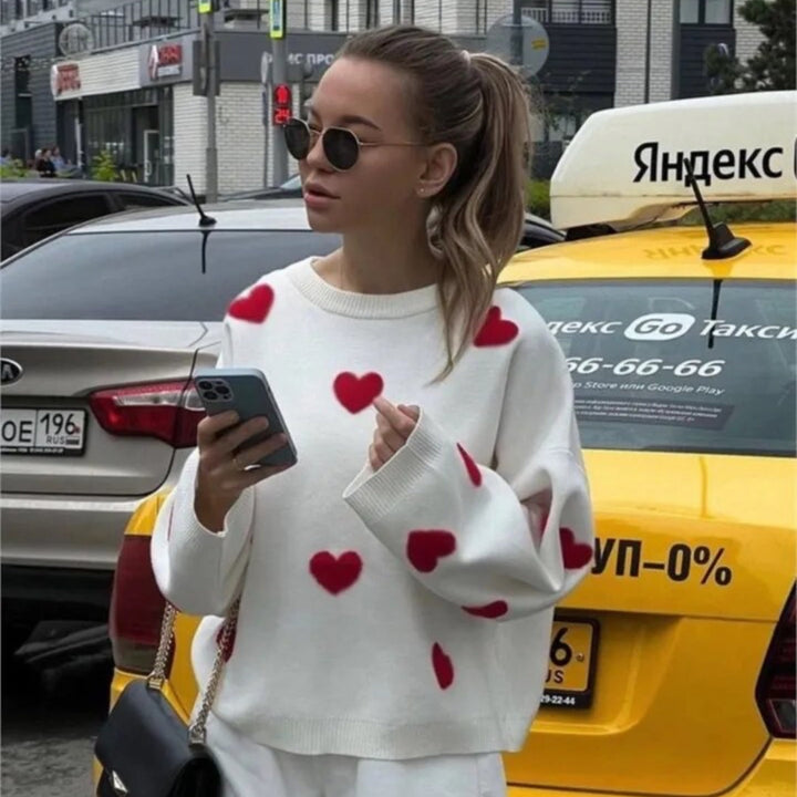 Birgit™ - Der Herz-Print Pullover