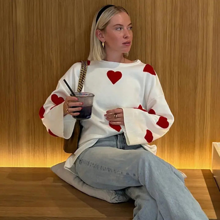 Birgit™ - Der Herz-Print Pullover