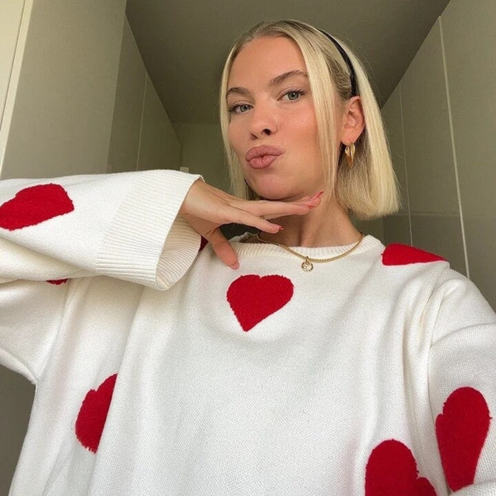 Birgit™ - Der Herz-Print Pullover