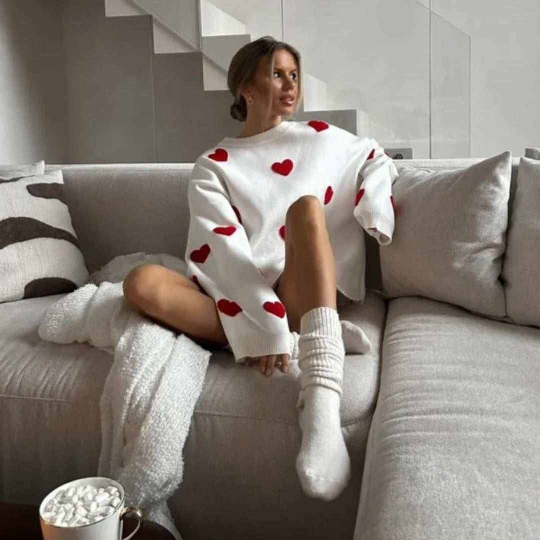 Birgit™ - Der Herz-Print Pullover