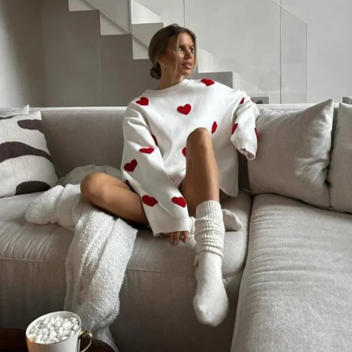 Birgit™ - Der Herz-Print Pullover