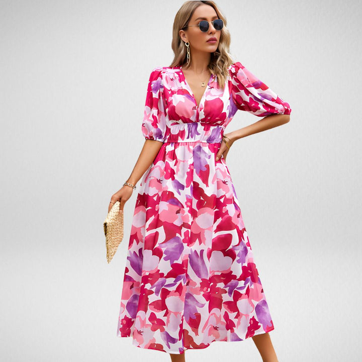 Carmen™ - Midi-Kleid mit V-Ausschnitt